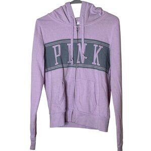 Victoria’s Secret PINK Full Zip Hoodie Lavender Purple Logo Sweatshirt Size S